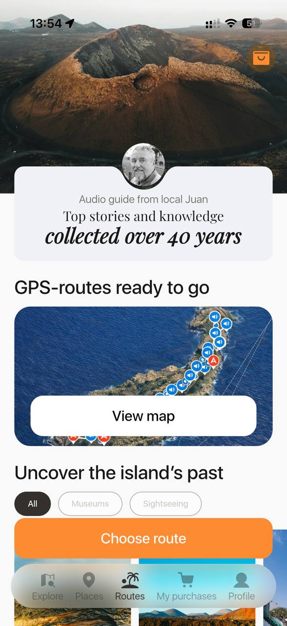 Route selection & preview screen