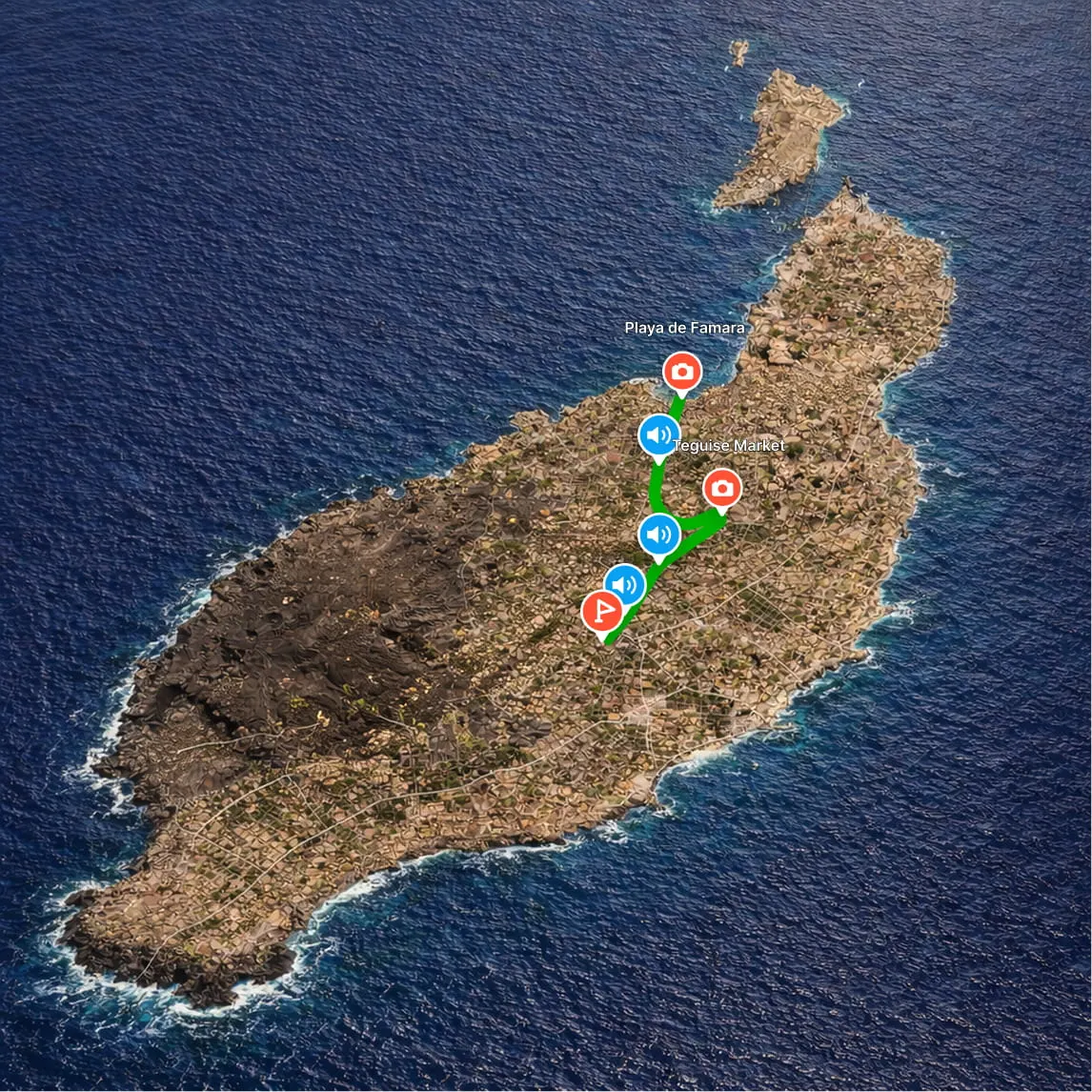 Sunday in Teguise route map preview in Vidodo Guide